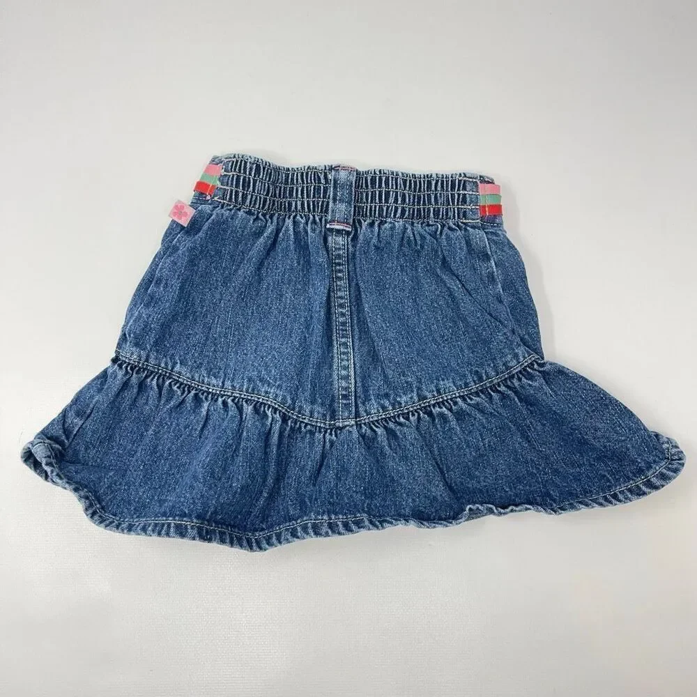 Vintage Y2K Osh Kosh B’Gosh Red Flare Pants & Ruffle Denim Skirt Girls Size 2T